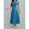 thumbnail image 4 of ZOELNIC Women's Elegant Short Sleeve Maxi Dresses Casual Empire Waist Long Dress, 4 of 7