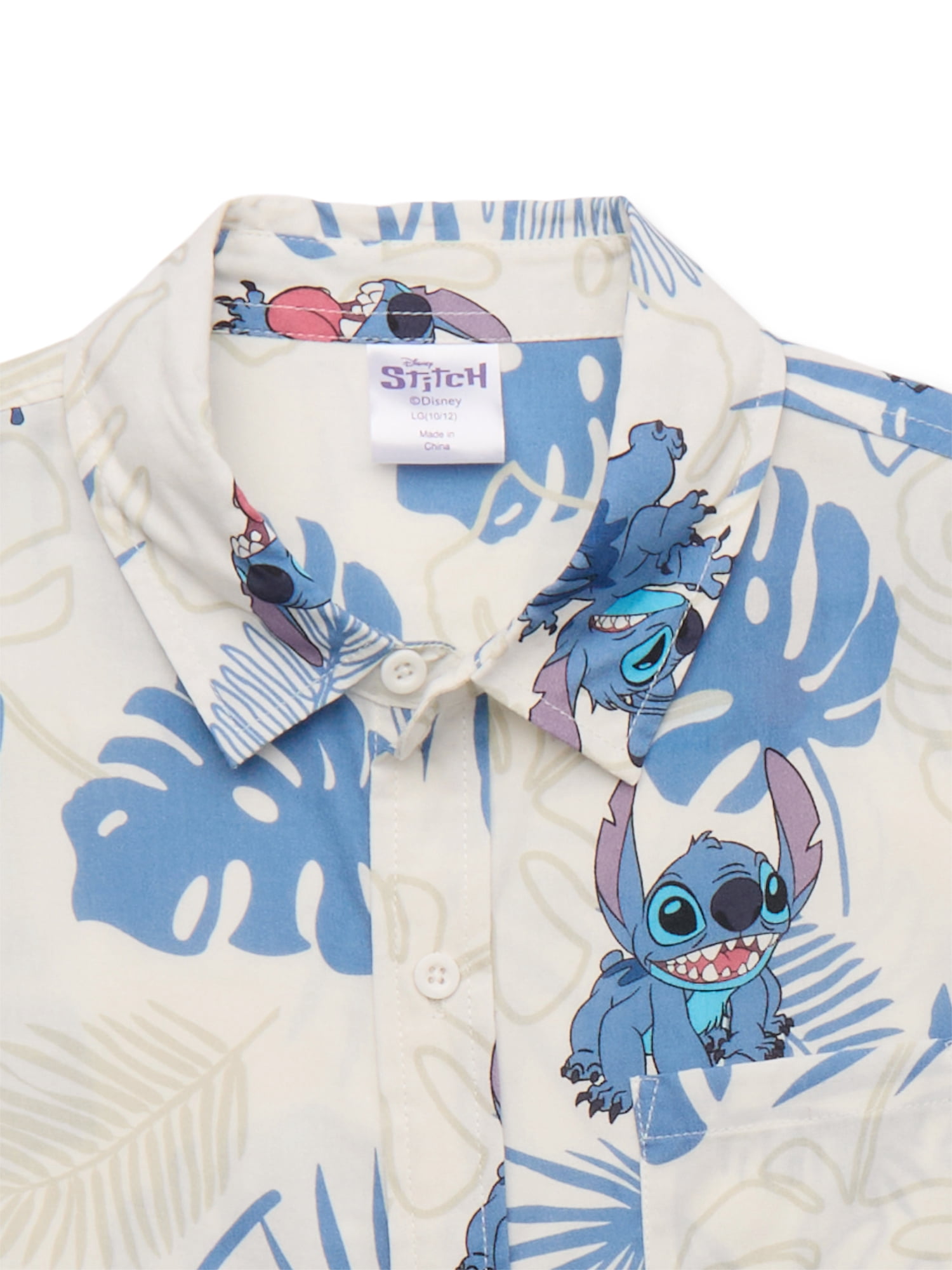 Stitch Boys' Print Button Up Shirt with Short Sleeves, Sizes 4-18