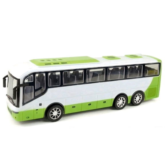 AUTERCO 1:30 Scale Bus Toy Car for Kids, 12.5" Plastic Inertia City Bus Car Model Vehicle Children’s Buses, Great Gifts for Boys Girls (Green)