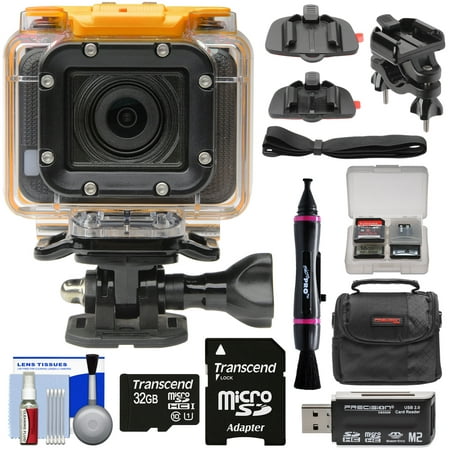 HP AC300w 1080p HD Wi-Fi Action Camera Camcorder - Refurbished with Action Mounts + 32GB Card + Case +