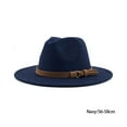 thumbnail image 2 of Sombrero de fieltro Qarigey de ala ancha Decorativo para Adultos Azul marino 56-58cm, 2 of 6
