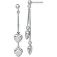 thumbnail image 1 of Sterling Silver Rhodium-Plated Polished Heart Post Dangle Earrings (53 X 9) Made In Italy qe11392, 1 of 5