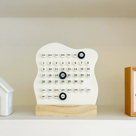 1pc Wood Perpetual Calendar Montessori Calendar Cute Desk Calendar Adjustable Week Month Date Display Calendar Home Office Desk