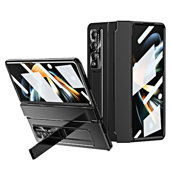for Samsung Galaxy Z Fold 4 Case Magnetic Hinge Protection Built-in S Pen Holder with Front Glass Kickstand All-Inclusive PC Shockproof Case Wireless Charging for Samsung Z Fold 4 5G 2022, Black