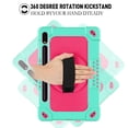thumbnail image 3 of FIEWESEY for Samsung Galaxy Tab S8 Tablet Case,Adjustable Shoulder Strap Hand Strap Rotatable Stand Kids Shockproof Protective Case for Samsung Galaxy Tab S8/Galaxy Tab S7 11 Inch(Green/Pink), 3 of 6