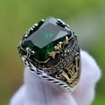 thumbnail image 3 of Mens Copper Ring With Emerald Gemstone Inlaid Retro Design Jewelry For Men Durable Luxury Accessory High Quality, 3 of 6