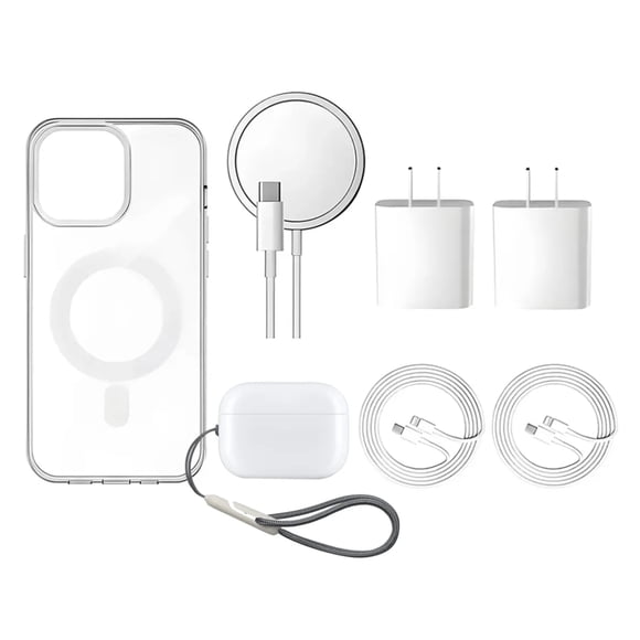 7kit Funda Para iPhone + Mica+ Audifono+ Cargador 20w Iphone 16ProMax