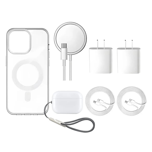 7kit Funda Para iPhone + Mica+ Audifono+ Cargador 20w Iphone 16ProMax