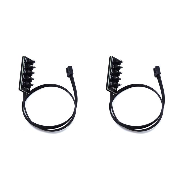 Injueey 1 to 5 4-Pin PWM Cable Hub Components Component Replacement Adapter Computer Equipment Accessory Modified Controlling negro 40cm 2Conjunto