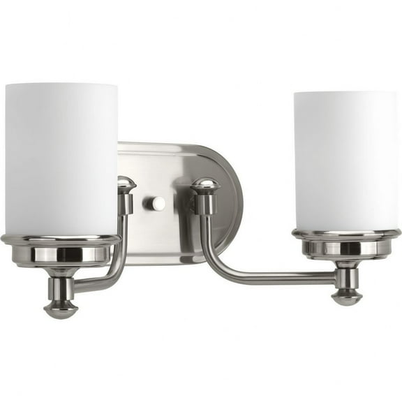 Progress Lighting Glide Collection 2-Light Bath Vanity in Brushed Nickel with Etched Opal Glass Shade