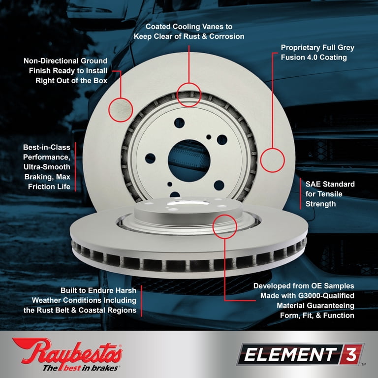 Raybestos Element3 Coated Brake Rotor, 982130FZN Fits select: 2021