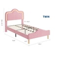 thumbnail image 3 of Yiwa Kids Velvet Bed Frame with LED Lights, Adjustable LED Headboard & Footboard Princess Platform, Wood Slats Support, No Box Spring Needed, 3 of 9