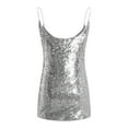 thumbnail image 6 of Zpanxa Dresses for Women Women Fashion Solid Color Sleeveless Sling Sequin V-Neck Dress Womens Dresses Silver M, 6 of 8
