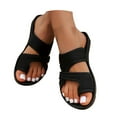 thumbnail image 3 of EliteGoogv Womens Flip Flops Cloth Upper Thong Clip Toe Flat Sole Slip On Sandals for Women Rubber Sole Summer Beach Casual Shoes US :7, 3 of 8