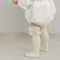 thumbnail image 4 of MesaSe Baby Girls Knee High Socks Newborn Toddlers Bow Knit Socks Tube Ruffled Uniform Stockings, 4 of 6