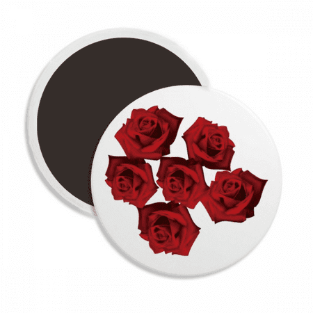 

Flowers Red Rose Flower Round Ceracs Fridge Magnet Keepsake Decoration
