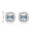 thumbnail image 3 of Forever Facets Women's Platinum over Sterling Silver Synthetic Spinel and CZ Stud Earrings, 3 of 6
