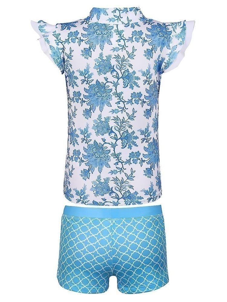Sun Emporium Baby Girls Blue Paisley Long Sleeved UPF50 Swimsuit 6-18M 