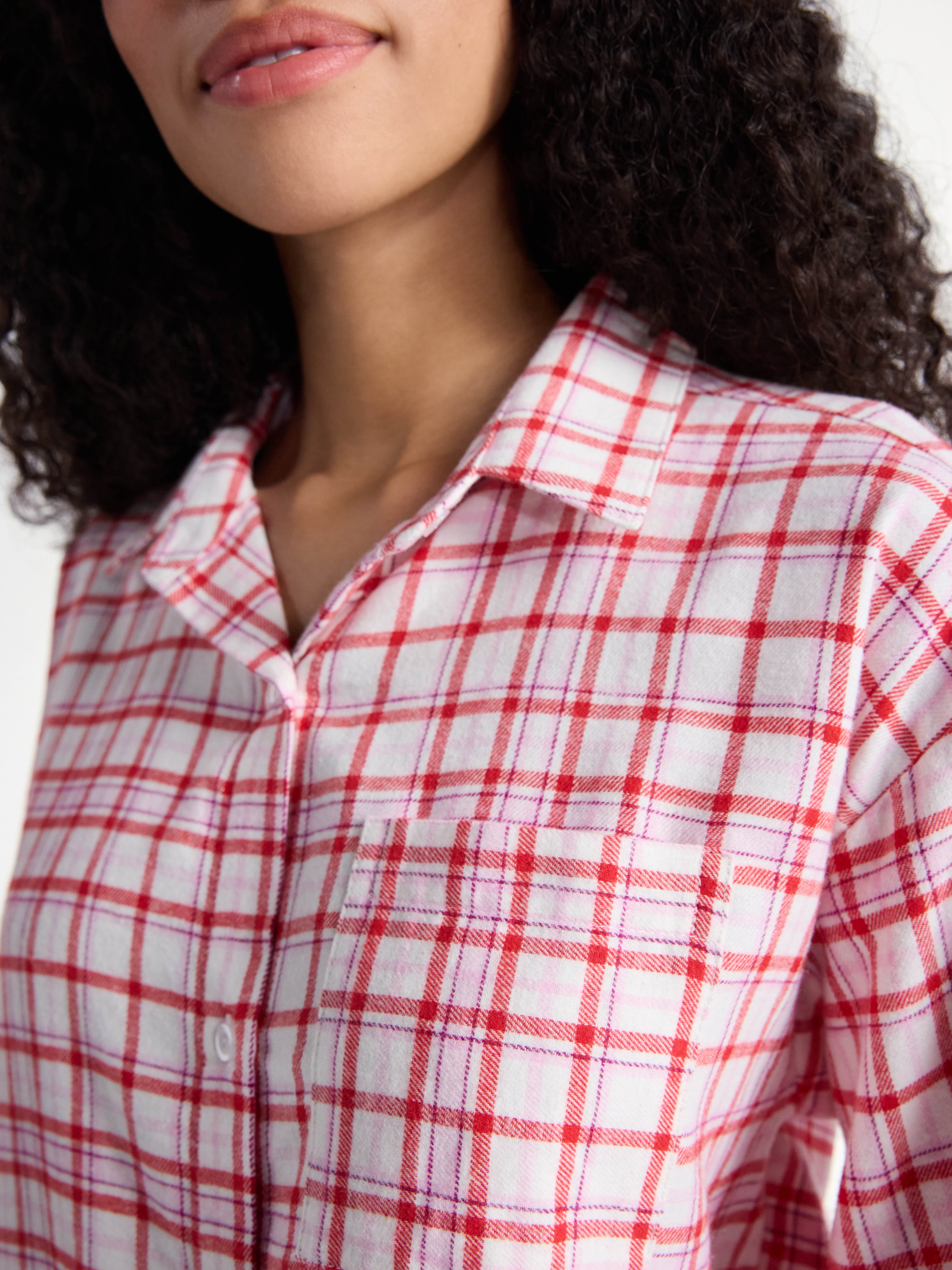 No Boundaries Sleepwear Cotton Flannel Button Down Shirt, Women’s