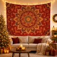 thumbnail image 3 of Red Mandala with Floral Petals and Ornate Vines, Mystical Vintage for Meditation Lovers, Decorative Bohemian Wall Art Housewarming Gift Tapestry Wall Hanging for Yoga Room and Living Room, 3 of 7