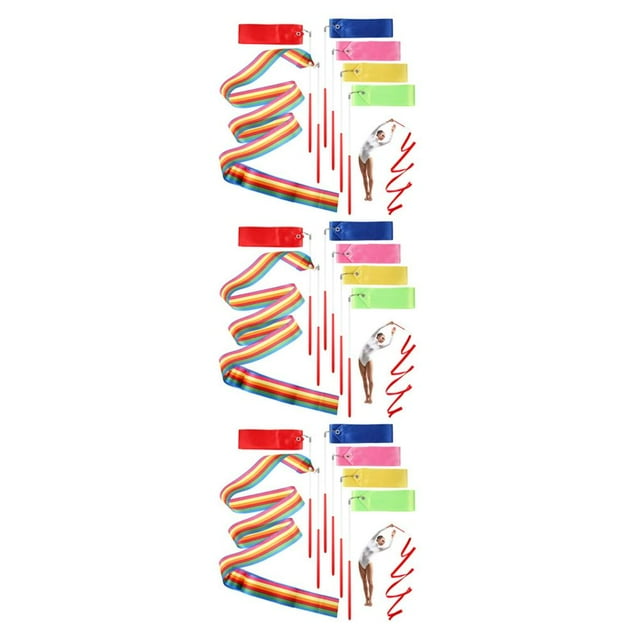 VONKY 6pcs/set Colorfast Gymnastics Ribbon With Reinforced Stick For Long-lasting 360° Rotation Dance 3Set