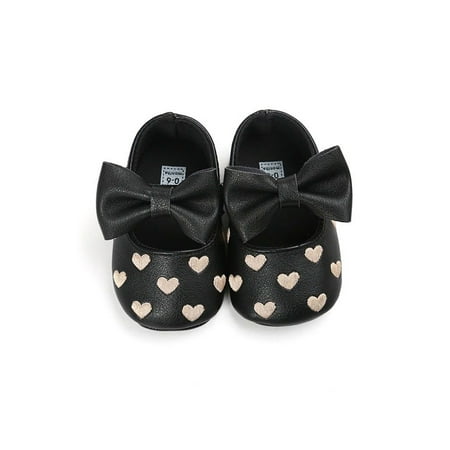

Ritualay Infant Dress Shoes First Walker Mary Jane Prewalker Flats Comfortable Lightweight Princess Shoe Party Wedding Bowknot Black 5C
