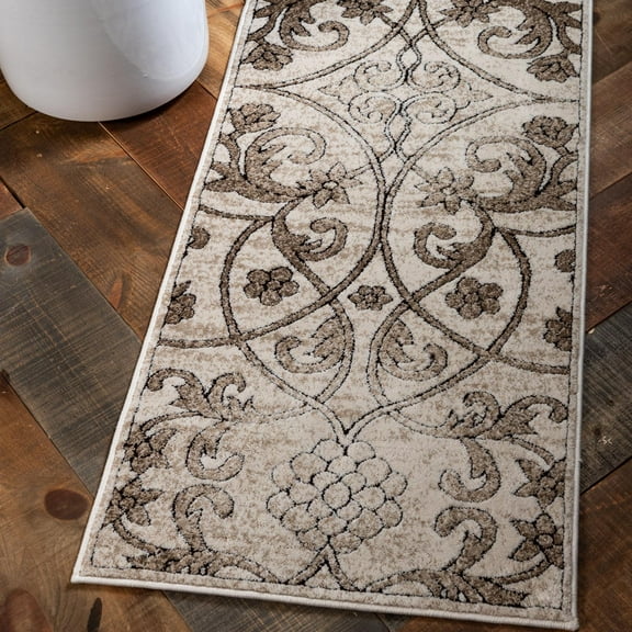 Unique Loom Rushmore Collection Area Rug - Washington (2' x 6' 1" Runner Dark Beige/Beige)