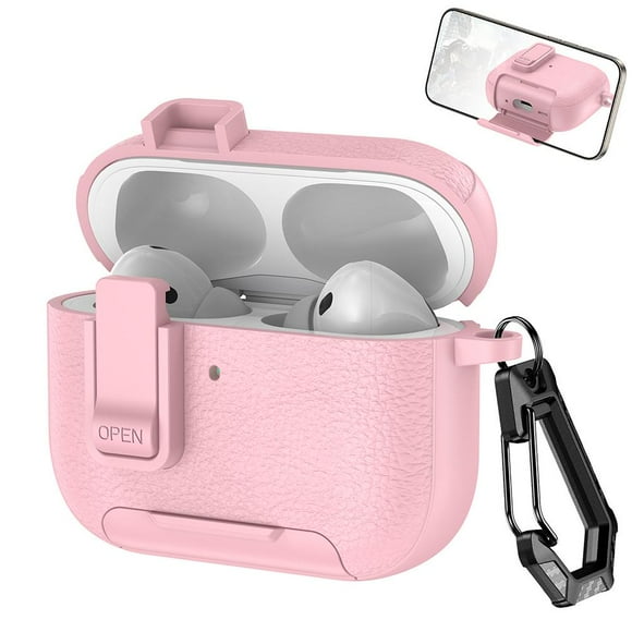 For AirPods Pro 3 Protective Case With Secure Lock Leather Bracket Cover,,