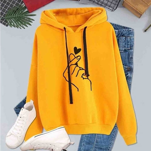 Sudadera Con Capucha De Manga Larga Que La Ropa De Mujer Con Patrón De Corazónpangjing