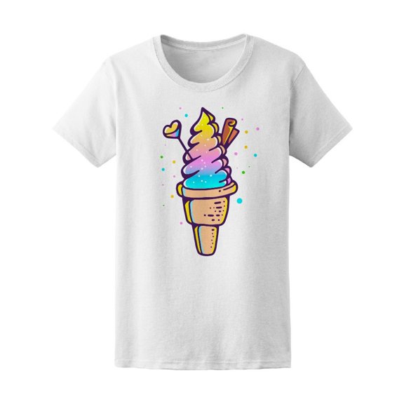 Trendy Colorful Ice Cream Cone Tee Women's -Image by Shutterstock