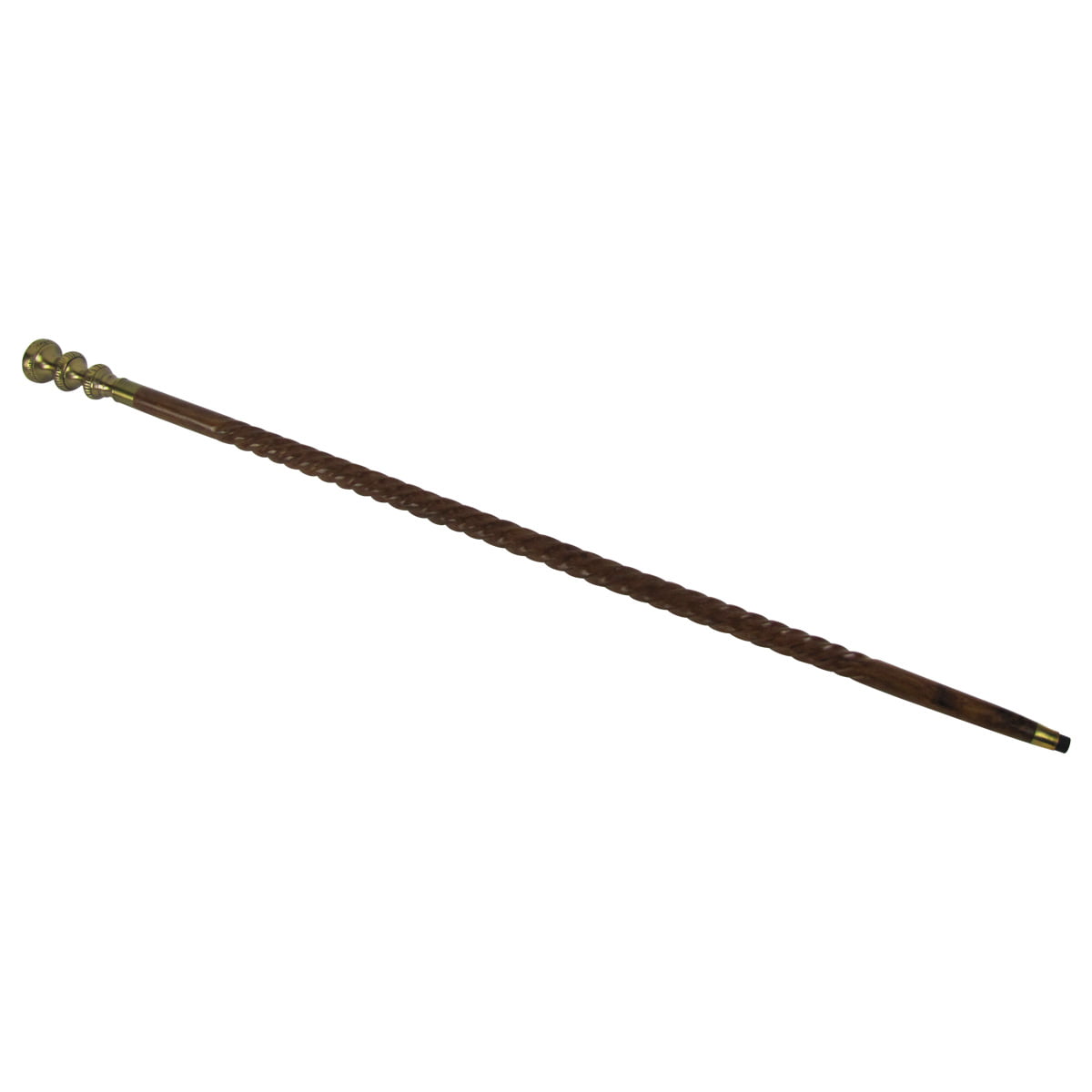 WOODEN WALKING STICK WITH BRASS KNOB ~ BLACK WOOD WALKING CANE WITH BRASS HANDLE 