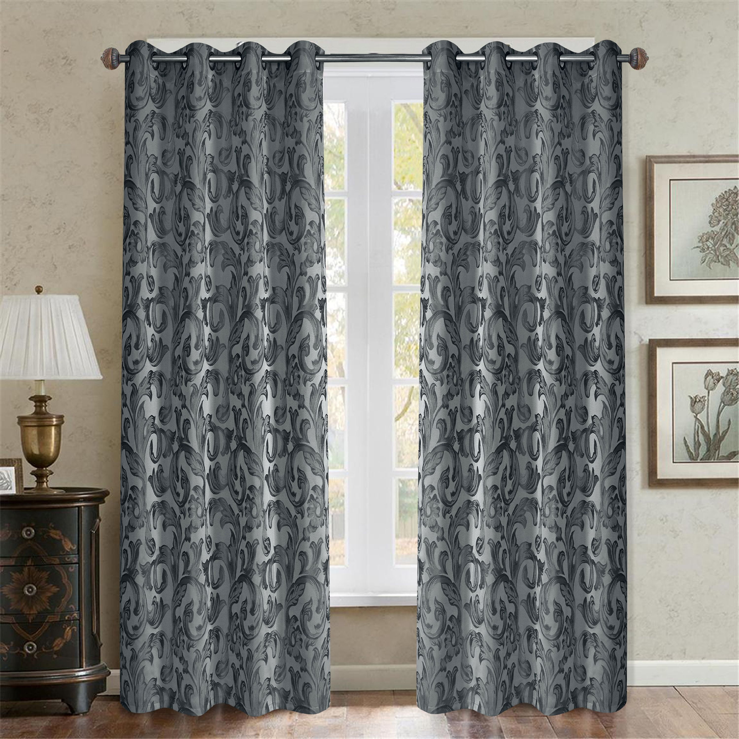 Casa Baroque Paisley Room Darkening Window Curtain Available In Multiple Colors And Sizes Walmart Com Walmart Com