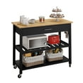 thumbnail image 6 of Walsunny Kitchen Island with Locking Wheels, 39.76 "Dining Rolling Cart Dining with Large Capacity Storage Drawers and 2 Levels of Open Spacious Shelves, Towel Rack（Black）, 6 of 8