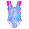 thumbnail image 2 of ibiyuan Girls One Piece Swimsuit Kids Adjustable Strap Cute Camisole Ruffle Bathing Suits Lightweight Cutout Girls Swimsuit Size 8 Colorful Contrast for Swim Team Beach Swimwear, 2 of 8