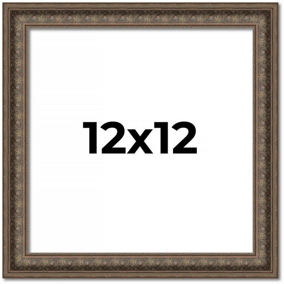12x12 Ornate Brown Real Wood Picture Frame Width 1.5 Inches | Interior Frame Depth 0.5 Inches |