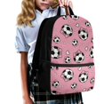 thumbnail image 3 of Uourmeti Bow and Soccer Pattern Polyester Backpack, Smooth Zipper School Bookbag 17 Inch Large Capacity School Backpack for Outdoor Travel, 3 of 6