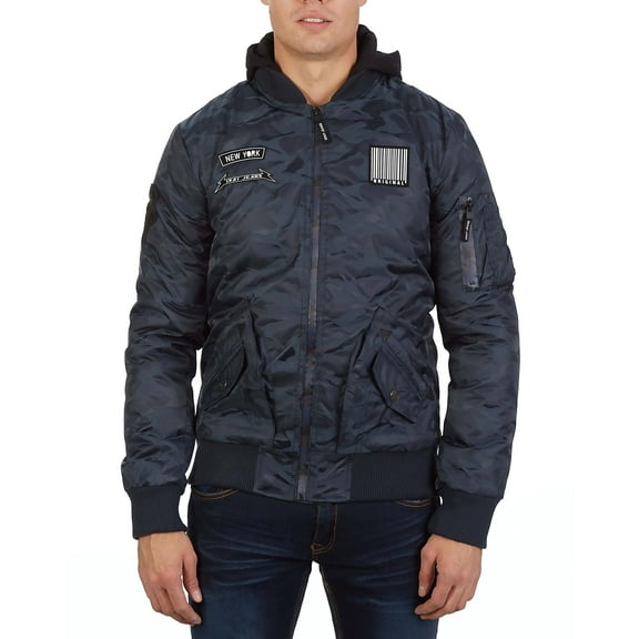 XRAY Mens Hooded Patched Flight Jacket