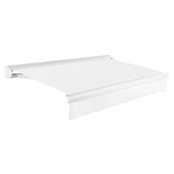 Awntech 10 Ft Key West Right Motorized Heavy Duty Patio Retractable Awning with Cassette (120in x 9.38in x 96in), White