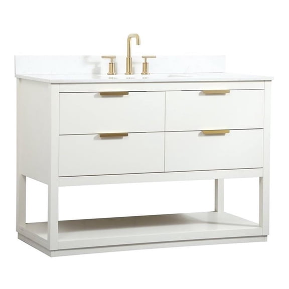 Elegant Decor Larkin 48" MDF Single Bathroom Vanity with Backsplash in White