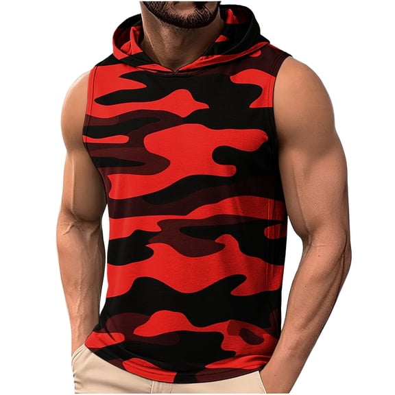 Gamivast Sun Protection Hoodie for Men Sleeveless Muscle Fit Summer Hoodies Lightweight Breathable Sun Hoodie for Athletic Training And Outdoor Activities