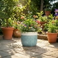 thumbnail image 3 of Ordivic 10 Inch Blue Ceramic Planter with Drainage Hole – Large Round Flower Pot for Monstera, Fiddle Leaf Fig, Outdoor Gift, 3 of 7
