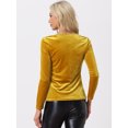 thumbnail image 3 of Unique Bargains Women's Velvet Sweetheart Neck Elegant Long Sleeves T-Shirt XL Yellow, 3 of 6
