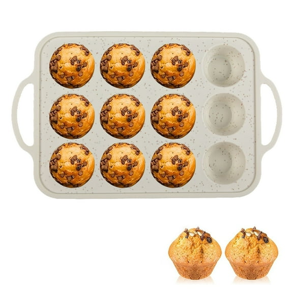 Silicone Baking Molds 12-Cavity – Coffee Color Confetti Valentine’s Day Cupcake & Muffin Pan, Nonstick Silicone Cupcake Molds for Baking & Egg Bites