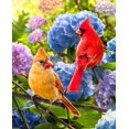 thumbnail image 1 of David Textiles Cardinals and Hydrangea Cotton Panel Fabric 36 X 44 Inches, 1 of 2