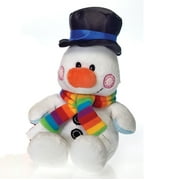 Fiesta Christmas Snowman with Rainbow Scarf 8" Plush Animal, White
