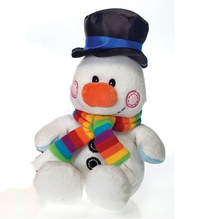 Fiesta Christmas Snowman with Rainbow Scarf 8" Plush Animal, White