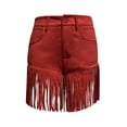 thumbnail image 3 of RUTAYY Women's Shorts Solid Color Bodycon Fringe Straight Leg Elastic Bottom with Tassel Comfortable Casual Party Wear Fashion Beach Shorts, 3 of 3