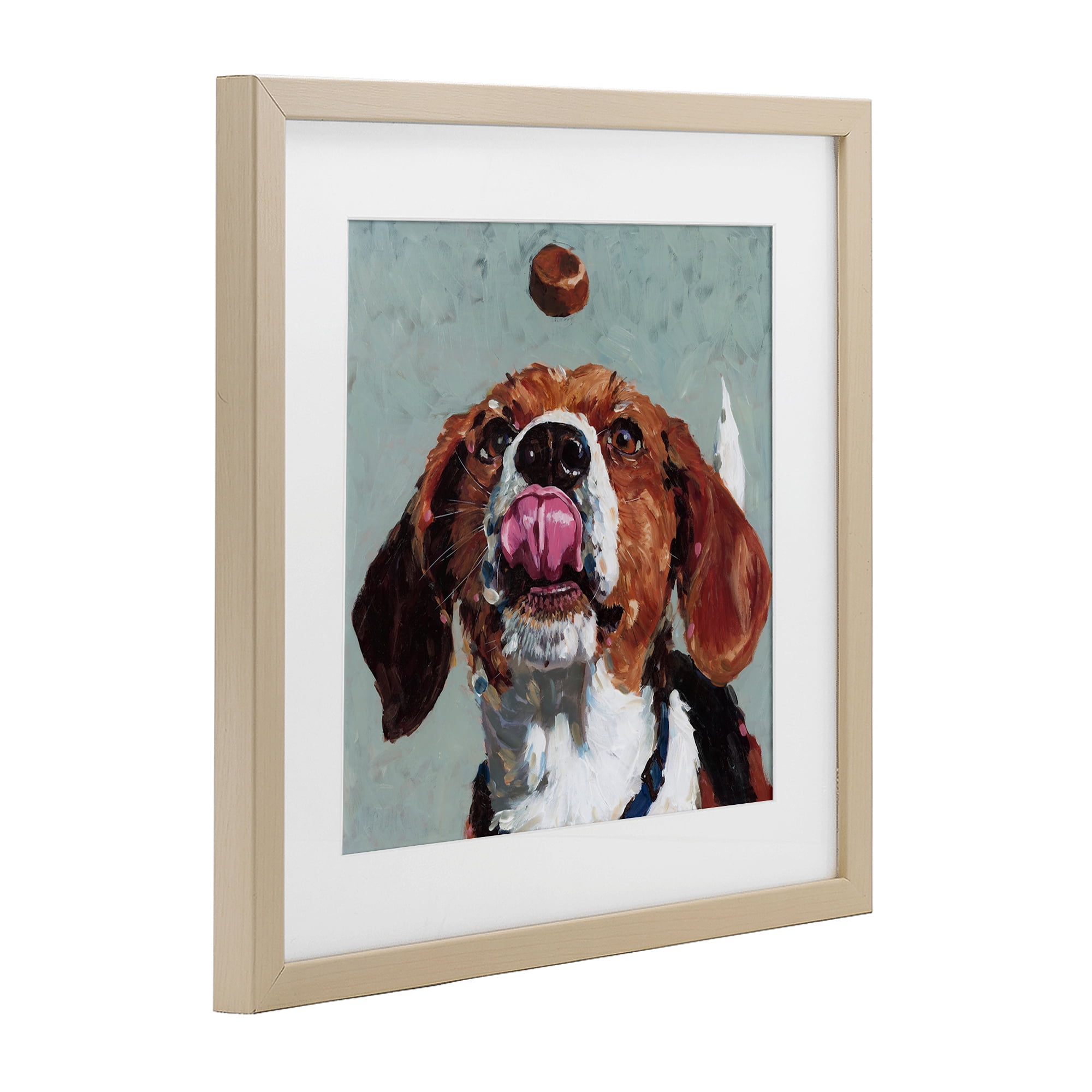Stupell Industries Beagle Treat Excitement Birch Framed Print Under Glass, design by Studio Bautista