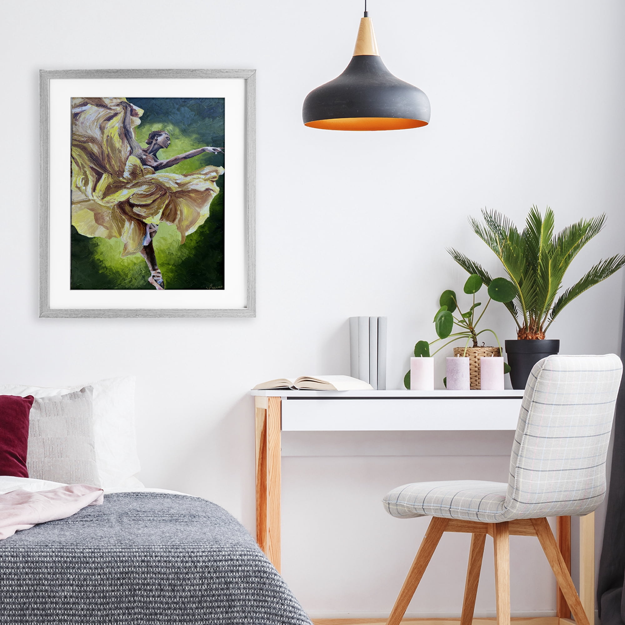 Stupell Industries Primavera Ballet Dancer Gray Framed Print Under Glass, design by Lauren Luna