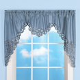 thumbnail image 2 of Collections Etc Elegant Cut Out And Embroidered Scroll Window Valance With Rod Pocket Top For Easy Hanging Blue 58"" X 36"", 2 of 3